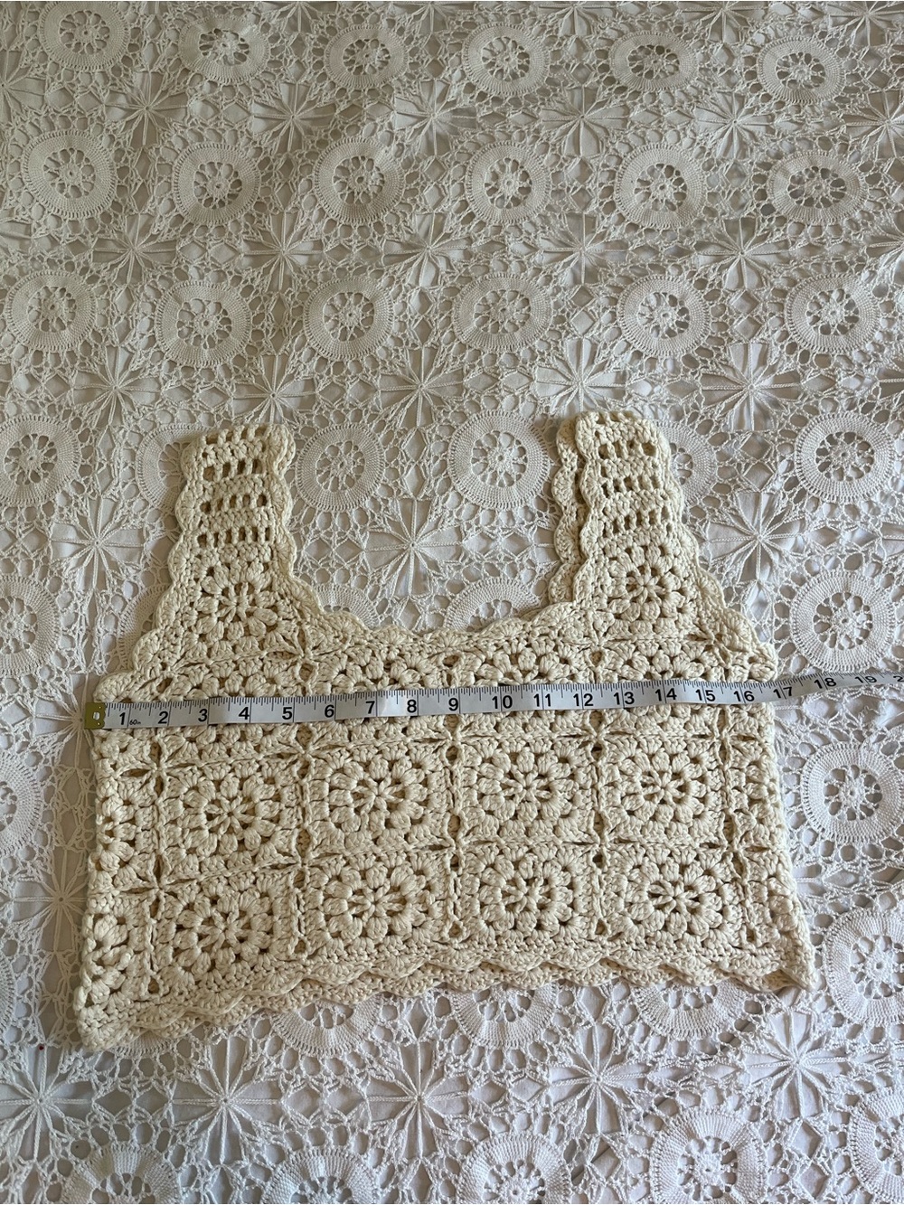Handmade vintage cream crochet tank top - Picture 3 of 4